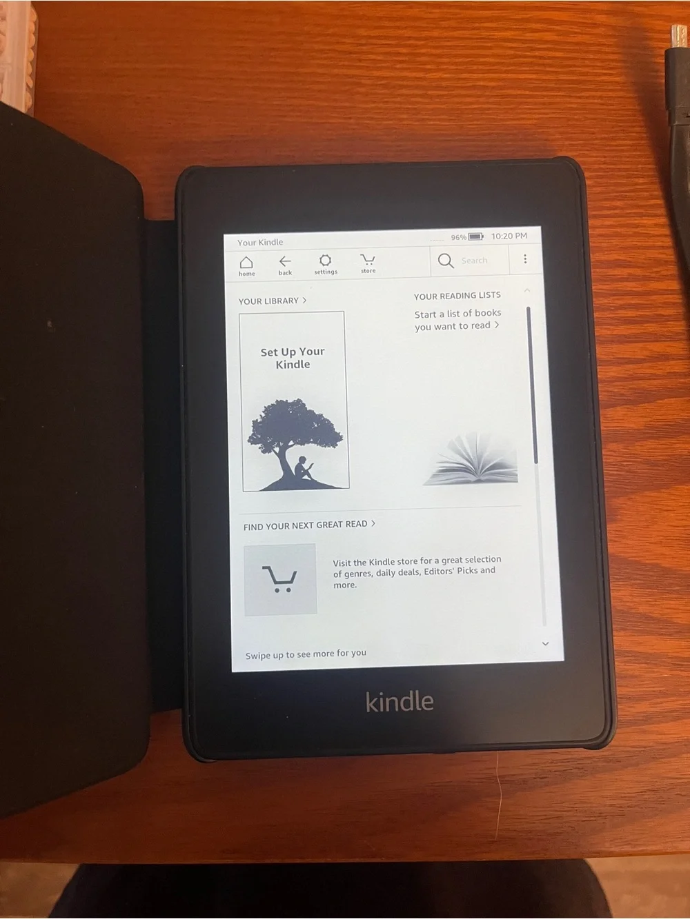 Amazon Kindle Paperwhite 2018 with Slim Black Cover and USB Charging Cable